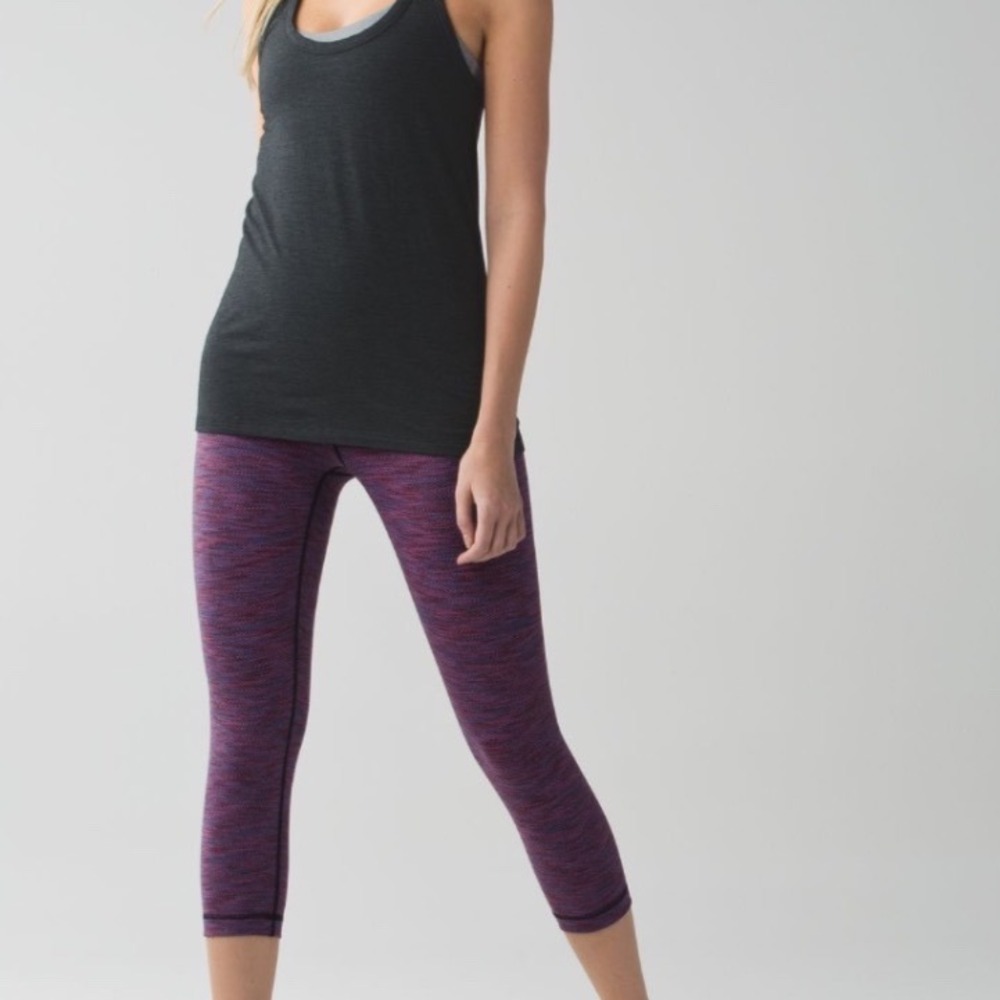 LULULEMON | Purple Heathered Wunder Under Crop II Capri Roll Down Leggings, 6